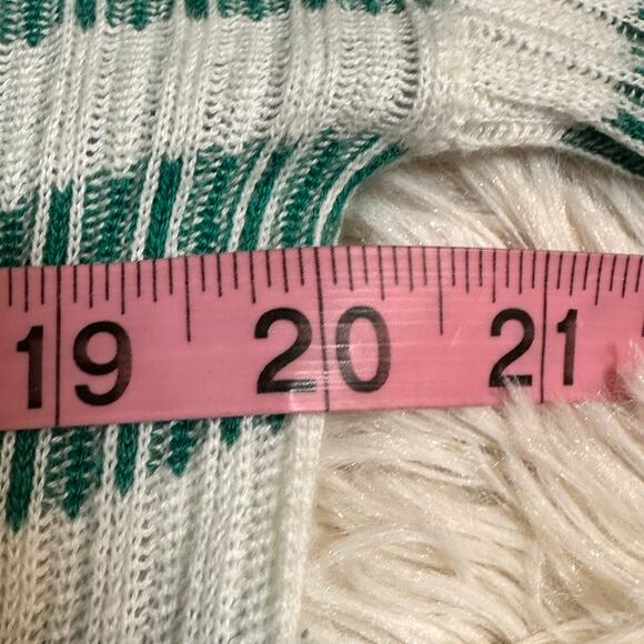 BB Dakota Jack Green White Black Striped Lightweight Sweater Sz S NWT - Picture 9 of 9